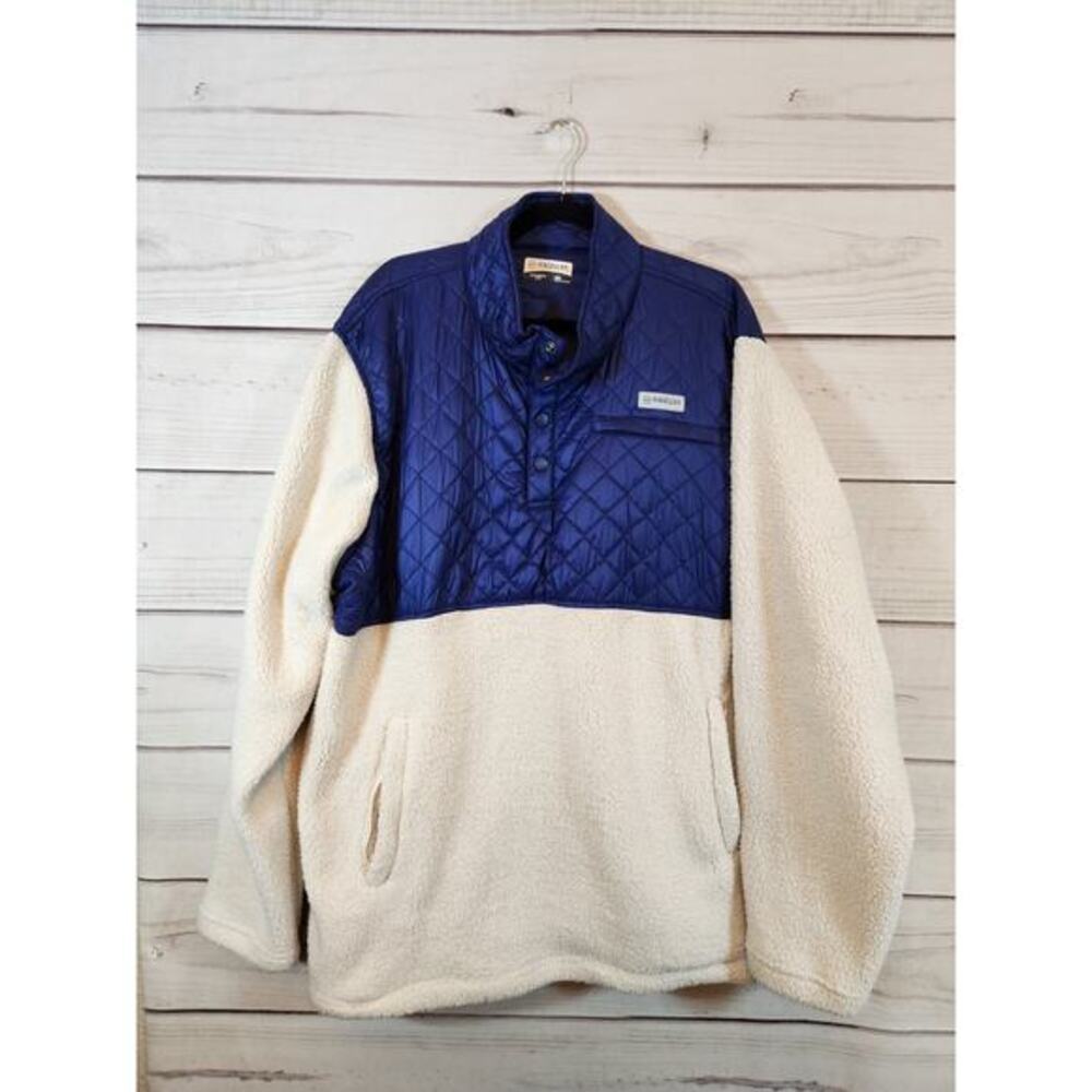 Magellan Womens Blue White Classic Fit Long Sleeve 1/4 Snap Pullover Sweater 3XL